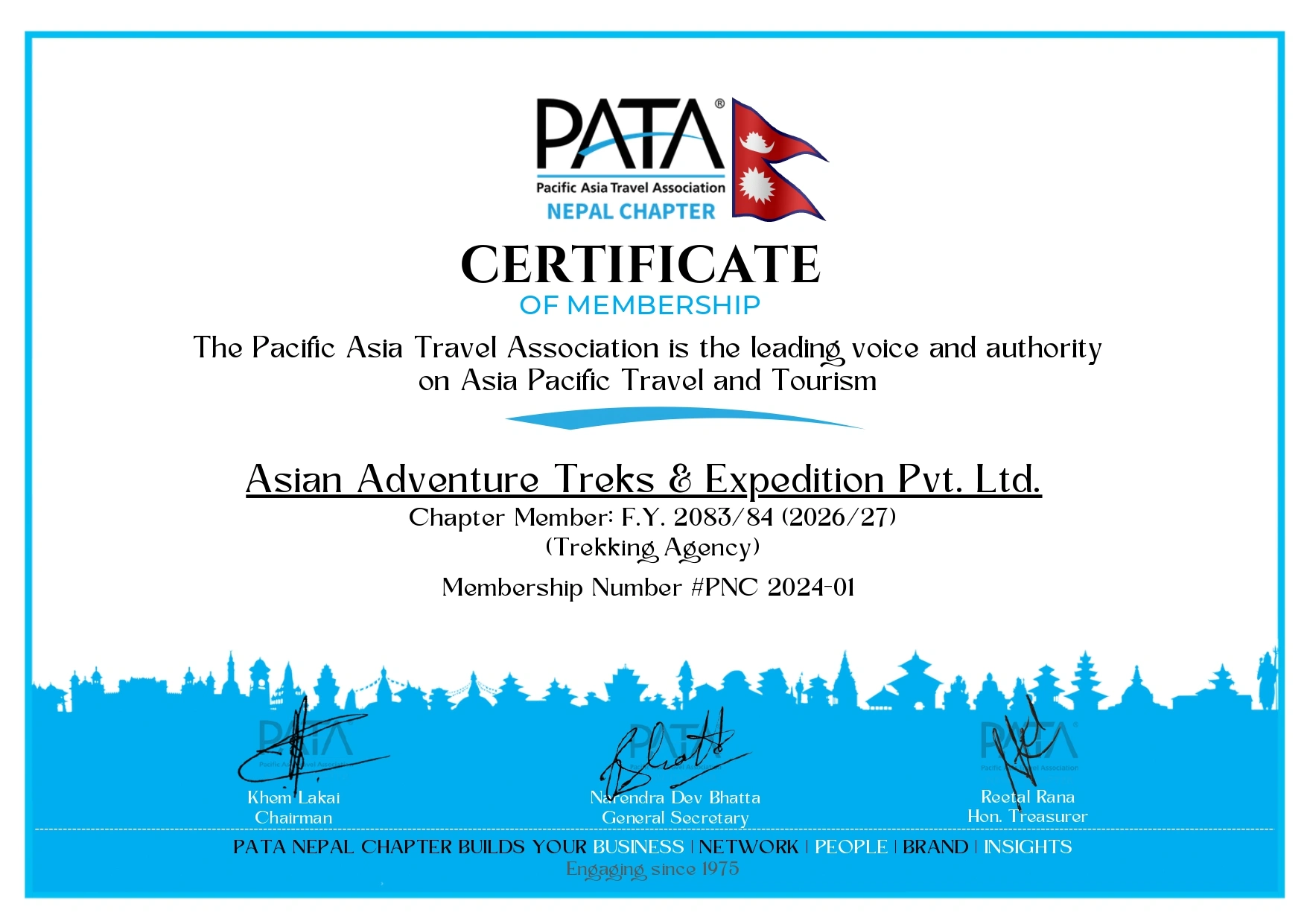 PATA Certificate