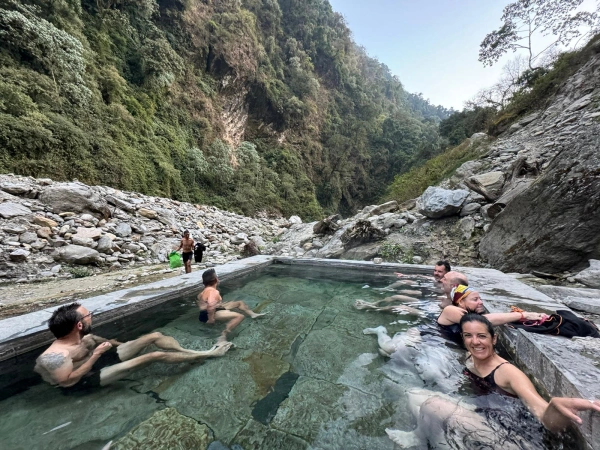 Enjoying In Jhinu Hot Spring
