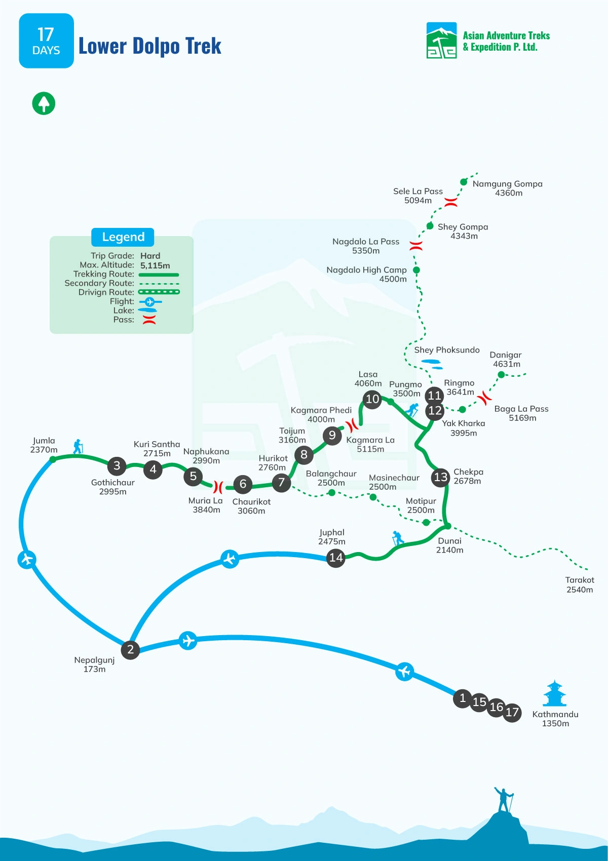 map of Lower Dolpo Trek