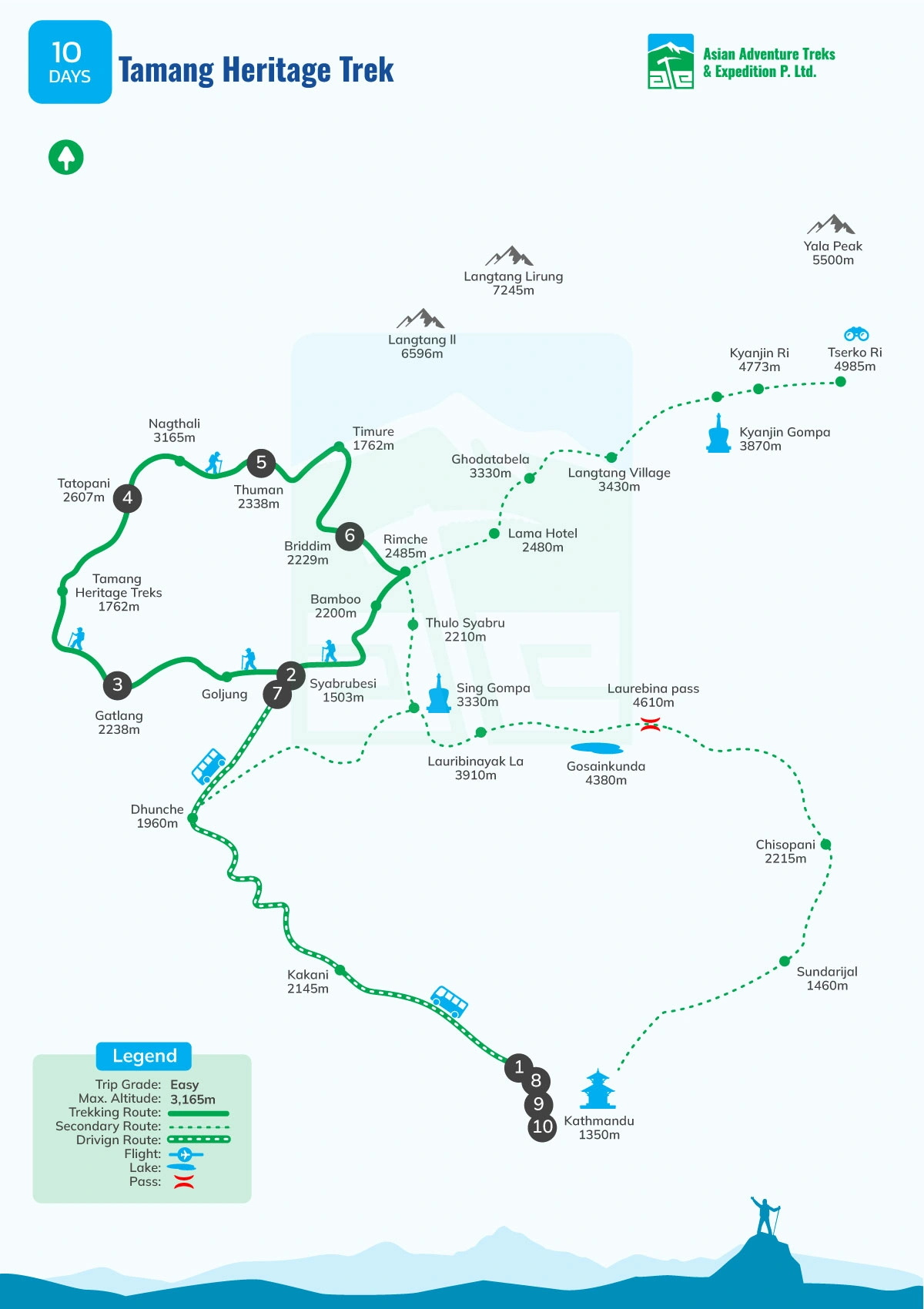 map of Tamang Heritage Trek - 10 Days