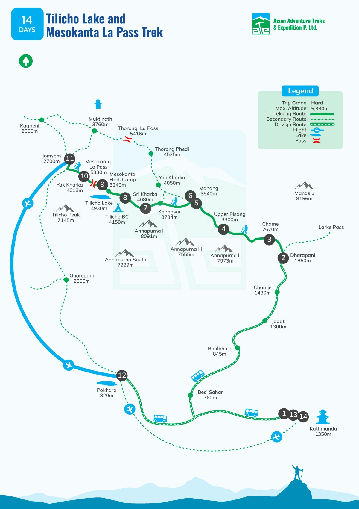 map of tilicho-lake-and-mesokanta-la-pass