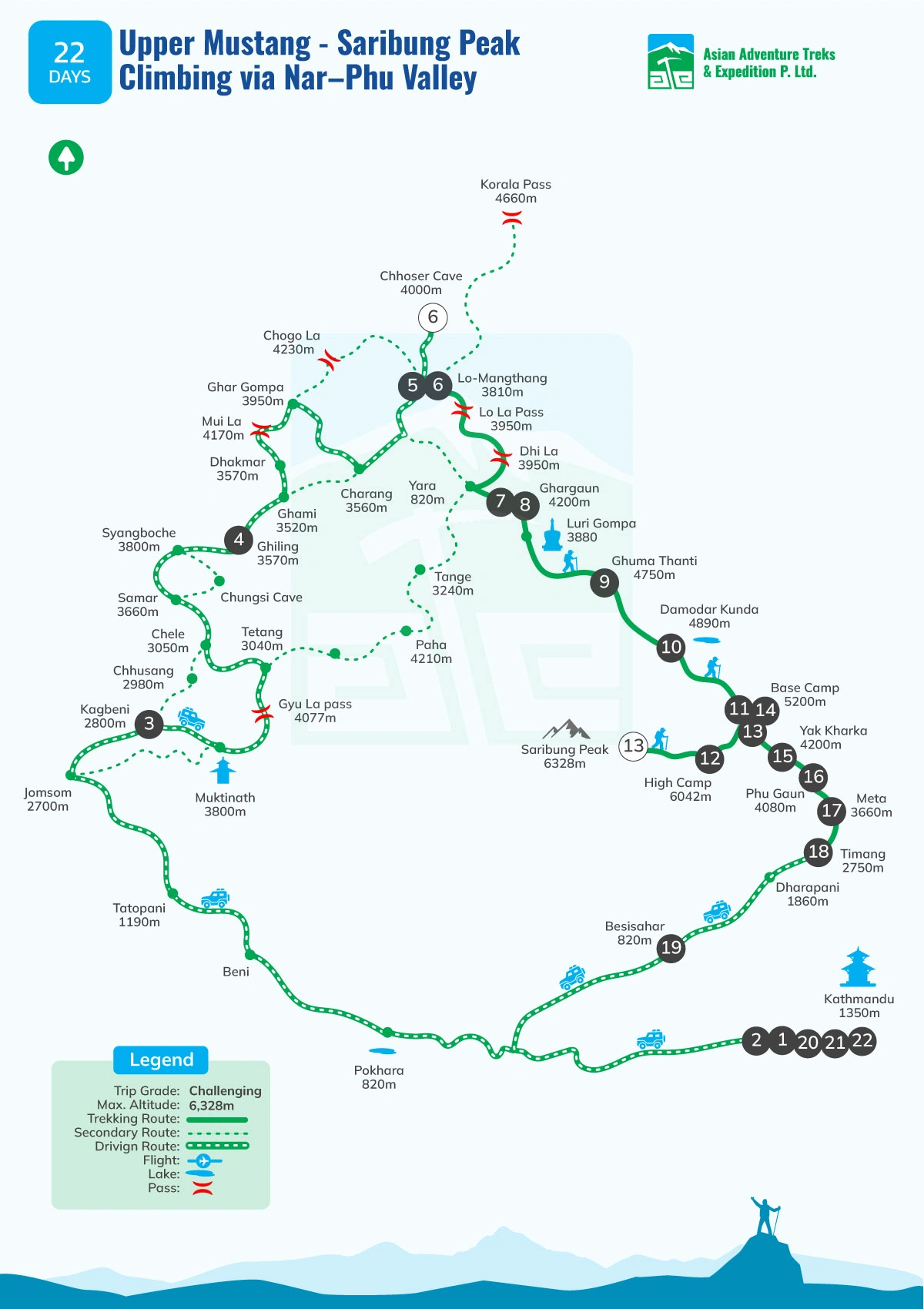 Map of Saribung Peak Climbing - Nepal